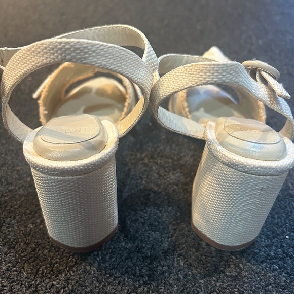 Alexandre Birman Maxi Clarita Woven Block Heel Sandals |Size 38 US 8 |Pearl |Bow - Picture 3 of 6